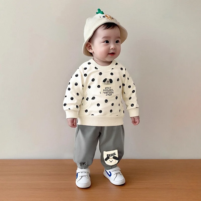 Toddler Boys 2PCS Set 2025 Autumn Polka Dots Dog Printed Infant Baby Boys Sweatshirt Casual Mid Waist Kids Newborn Jogger Pants
Toddler Boys 2PCS Set 2025 Autumn Polka Dots Dog Printed Infant Baby Boys Sweatshirt Casual Mid Waist Kids Newborn Jogger Pants