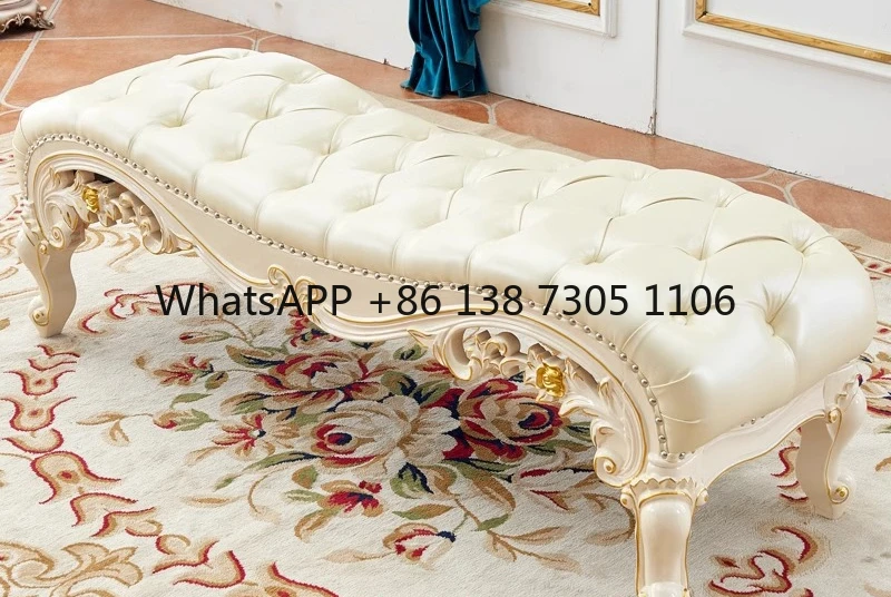 European solid wood carved bedside sofa American family bed bedroom shoe change stool chaise longue
European solid wood carved bedside sofa American family bed bedroom shoe change stool chaise longue
