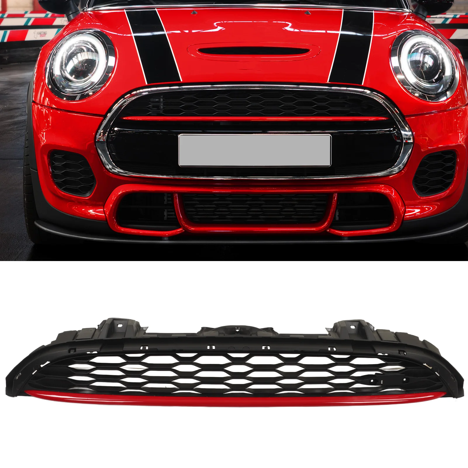 Front Grille Bonnet Grill JCW Front Bumper Bonnet Grille Grill Red Stripe 51137393456 for F55 F56 F57 S JCW 2014‑2021
Front Grille Bonnet Grill JCW Front Bumper Bonnet Grille Grill Red Stripe 51137393456 for F55 F56 F57 S JCW 2014‑2021
