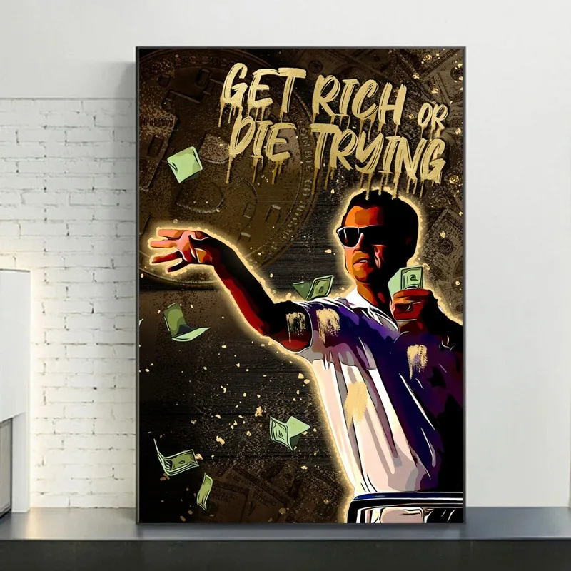Motivational Art Get Rich or Die Trying Canvas Posters and Prints Famous Male Movie Star Wall Art Painting for Home Room Decor
Motivational Art Get Rich or Die Trying Canvas Posters and Prints Famous Male Movie Star Wall Art Painting for Home Room Decor