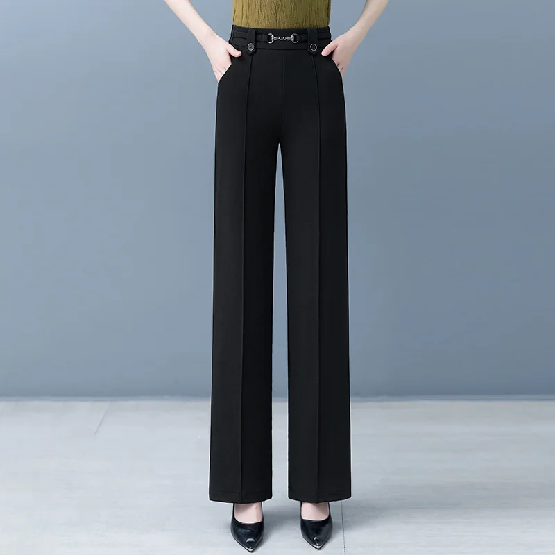 Women's High Waist Wide Leg Pants With Decorative Waistband Casual Straight Trousers
Women's High Waist Wide Leg Pants With Decorative Waistband Casual Straight Trousers