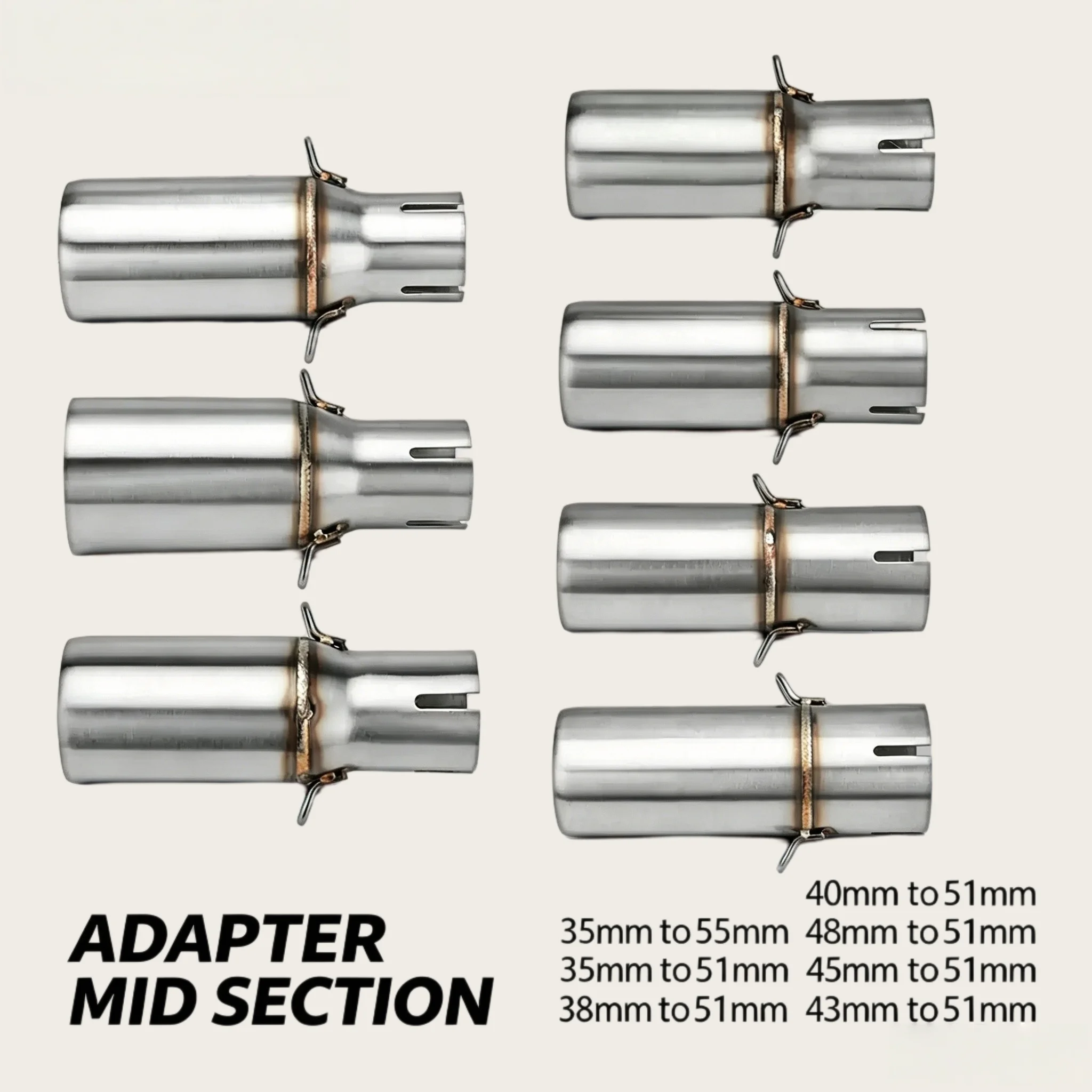 Universal Motorcycle Exhaust Adapter Mid Pipe, 35mm-48mm to 51mm Slip-On Connector, Stainless Steel Link Pipe for Tail Muffler,
Universal Motorcycle Exhaust Adapter Mid Pipe, 35mm-48mm to 51mm Slip-On Connector, Stainless Steel Link Pipe for Tail Muffler,