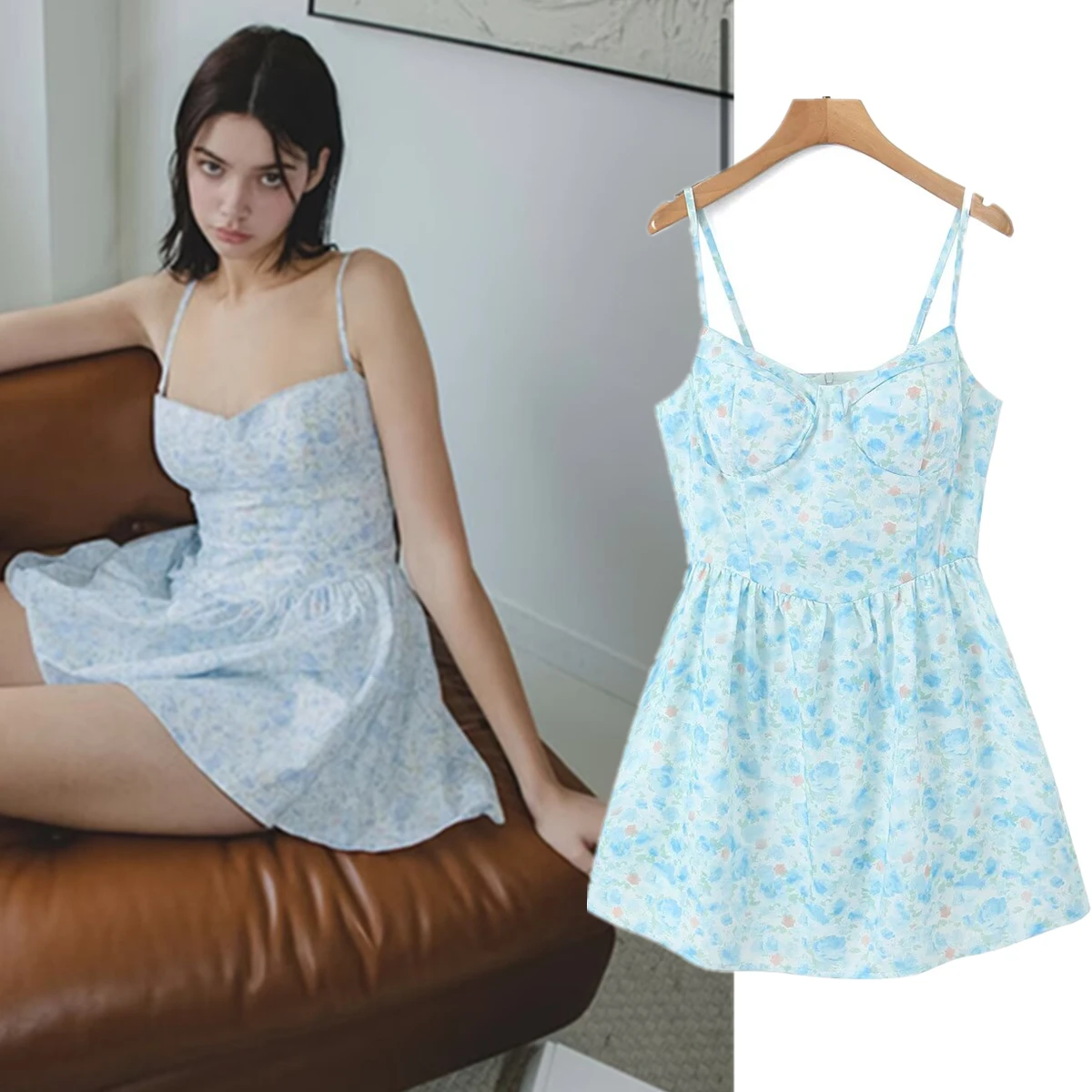 Withered French Country Blue Floral Printed Camisole Dress Women Vintage Summer Dress Women
Withered French Country Blue Floral Printed Camisole Dress Women Vintage Summer Dress Women