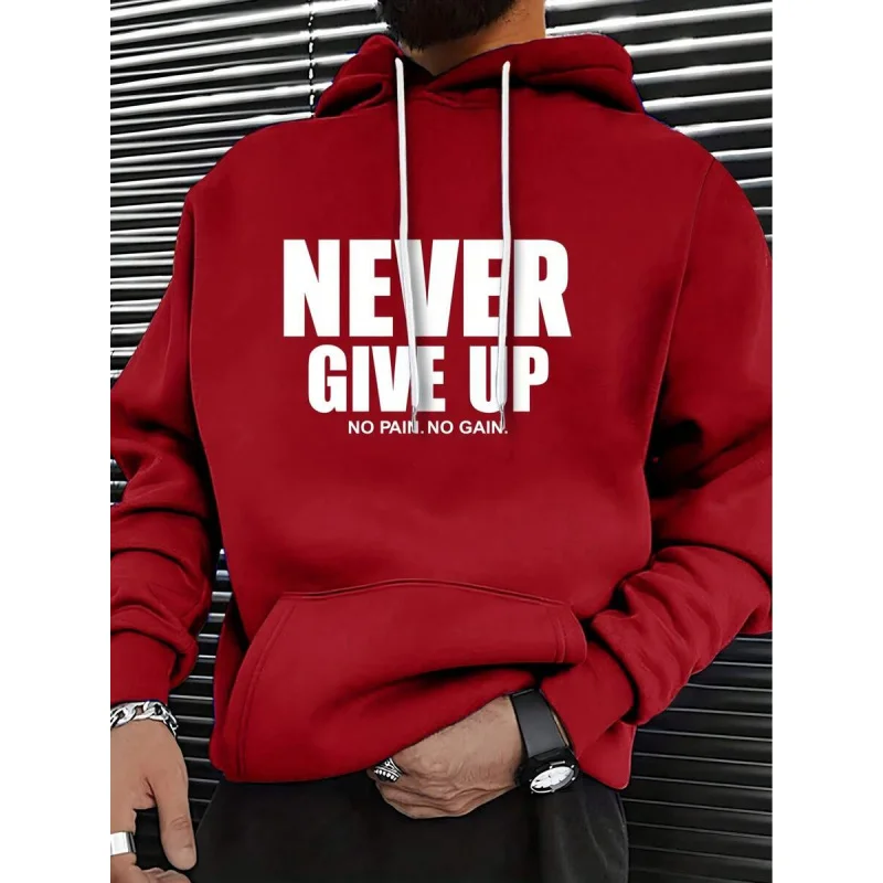 Мужская мотивационная толстовка Never Give Up, красная, осенне-зимняя, с передним карманом, мягкая, удобная, для активного отдыха, унисекс
Мужская мотивационная толстовка Never Give Up, красная, осенне-зимняя, с передним карманом, мягкая, удобная, для активного отдыха, унисекс