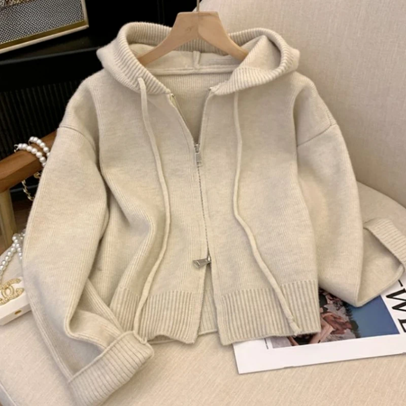 Khaki Knitted Hooded Cardigans Women Casual Drawstring Students Sweaters Zip-up Coats Spring Winter Loose Soft Кардиган Оверсайз
Khaki Knitted Hooded Cardigans Women Casual Drawstring Students Sweaters Zip-up Coats Spring Winter Loose Soft Кардиган Оверсайз