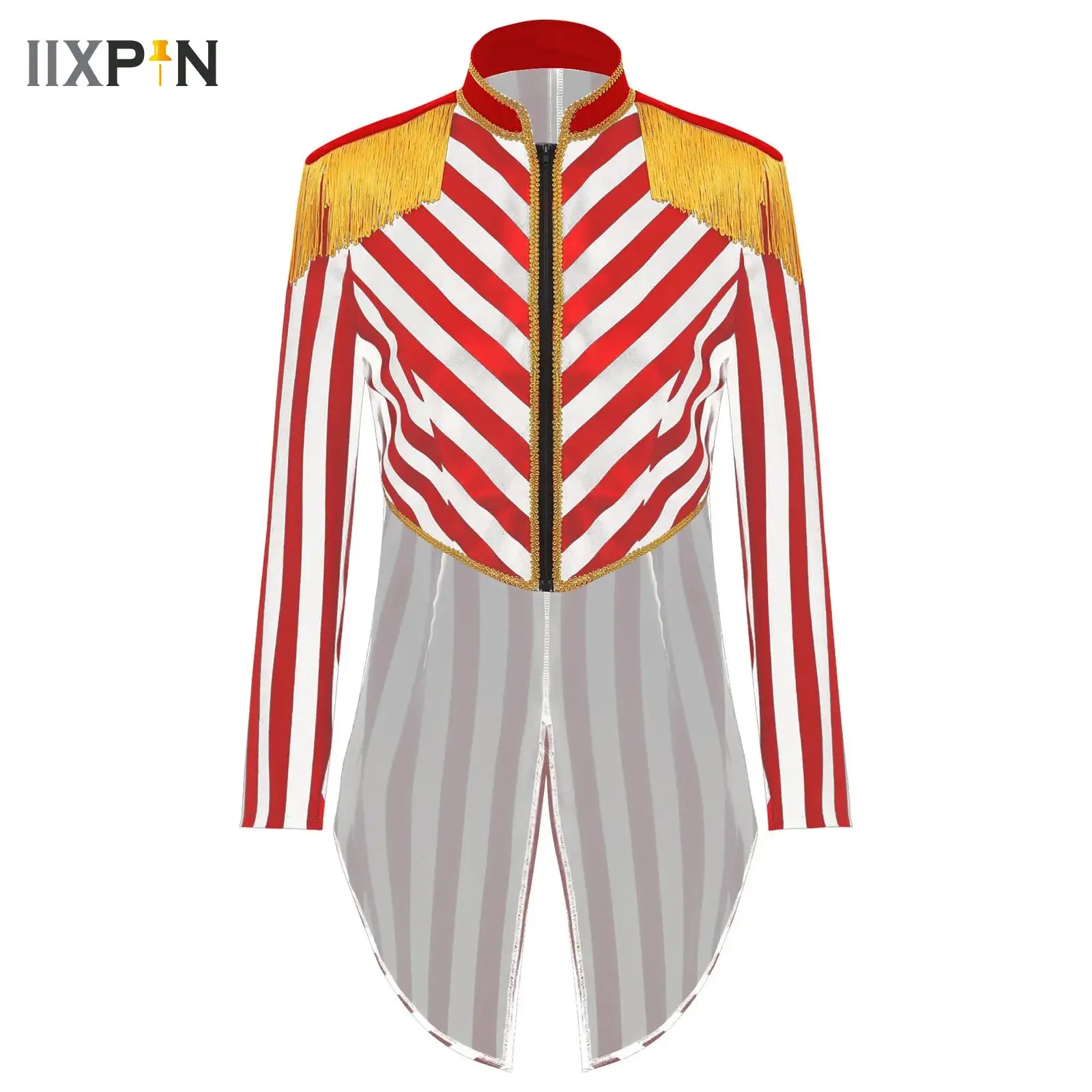 Women's Magician Striped Tailcoat Circus Ringmaster Tassel Jackets Lion Tamer Halloween Cosplay Costume Long Sleeve Tuxedo
Women's Magician Striped Tailcoat Circus Ringmaster Tassel Jackets Lion Tamer Halloween Cosplay Costume Long Sleeve Tuxedo