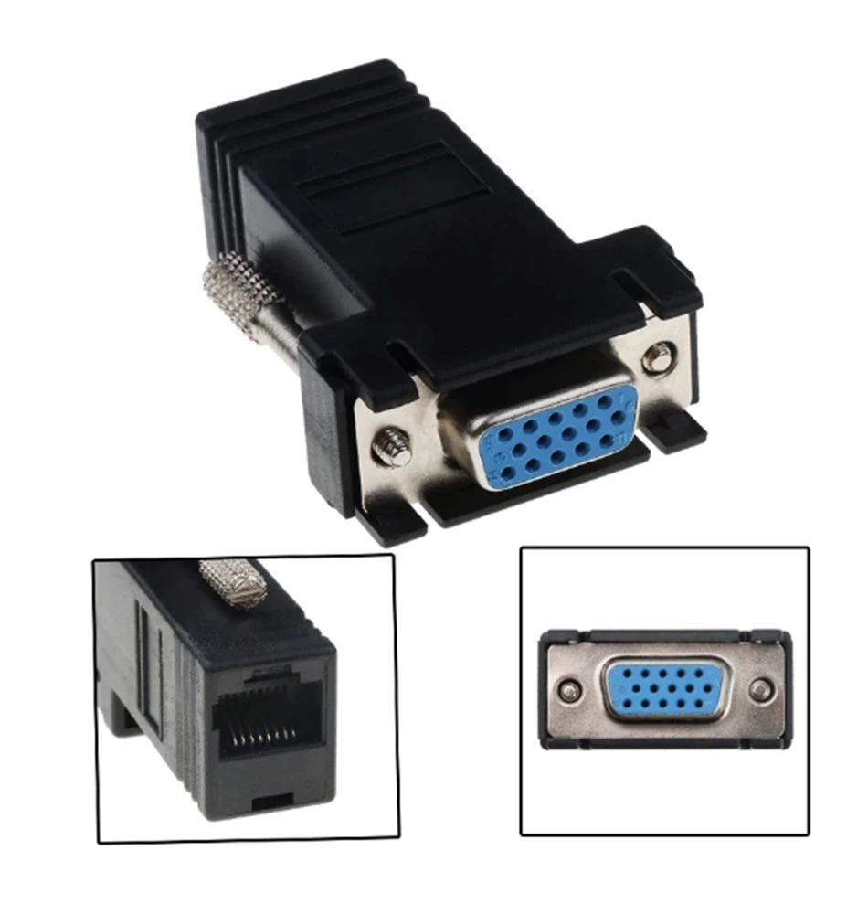 RJ45 to VGA Extender Female/Male to Lan Cat5 Cat5e/6 RJ45 Network Ethernet Cable Female Adapter PC Extra Switch Converter
RJ45 to VGA Extender Female/Male to Lan Cat5 Cat5e/6 RJ45 Network Ethernet Cable Female Adapter PC Extra Switch Converter