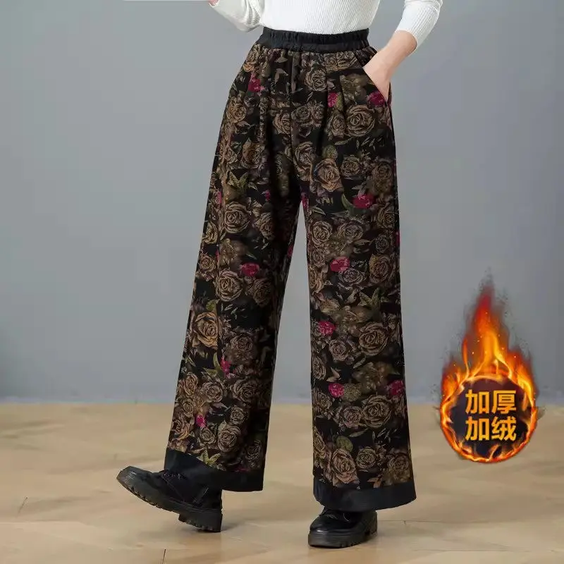 Middle Aged Mother's Cotton Linen Plush Wide Leg Pants Autumn And Winter Thickened Slimming Straight Trousers For Women Z5009
Middle Aged Mother's Cotton Linen Plush Wide Leg Pants Autumn And Winter Thickened Slimming Straight Trousers For Women Z5009