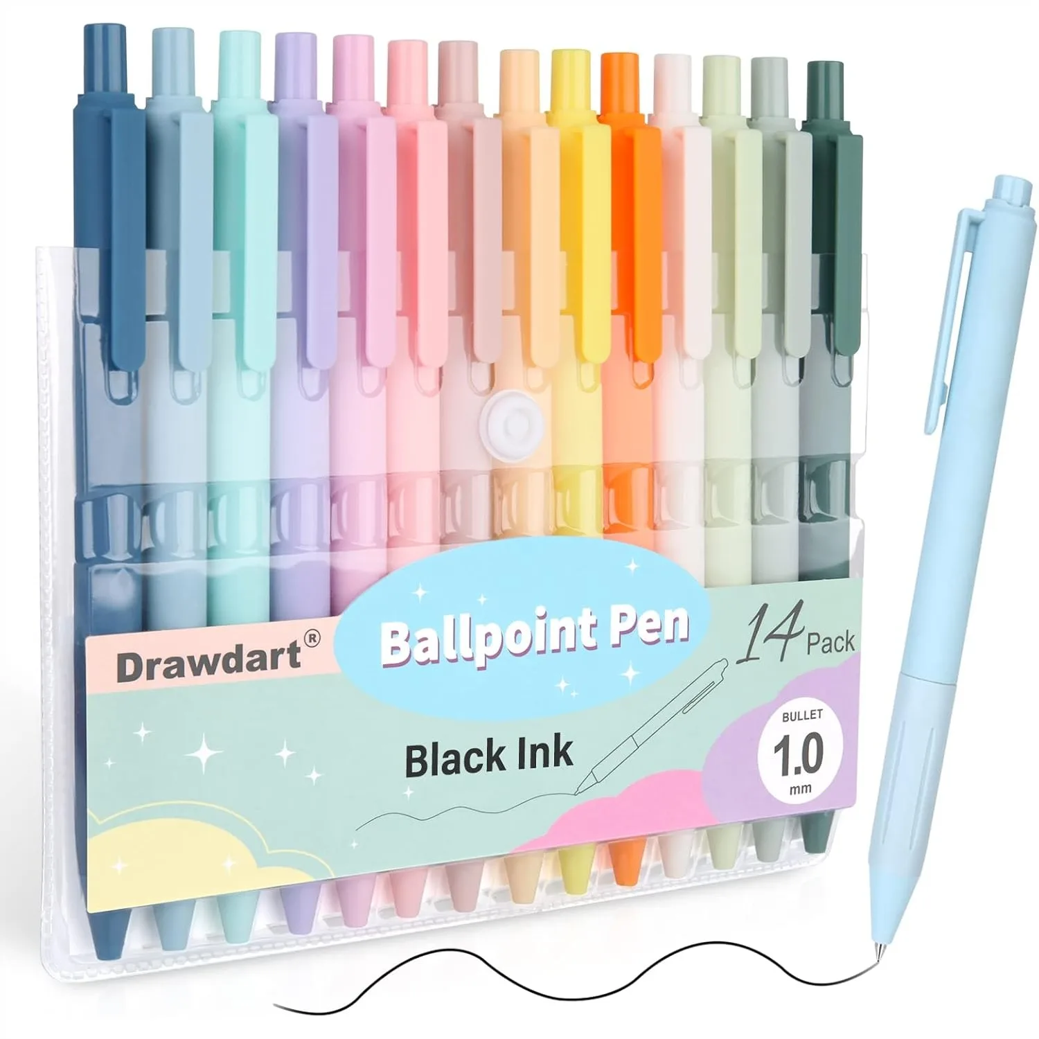 14-Pack Ballpoint Pens, Medium 1.0mm Black Ink Cute Pens with Soft Grip Retractable for Smooth Writing Note Taking Journaling
14-Pack Ballpoint Pens, Medium 1.0mm Black Ink Cute Pens with Soft Grip Retractable for Smooth Writing Note Taking Journaling