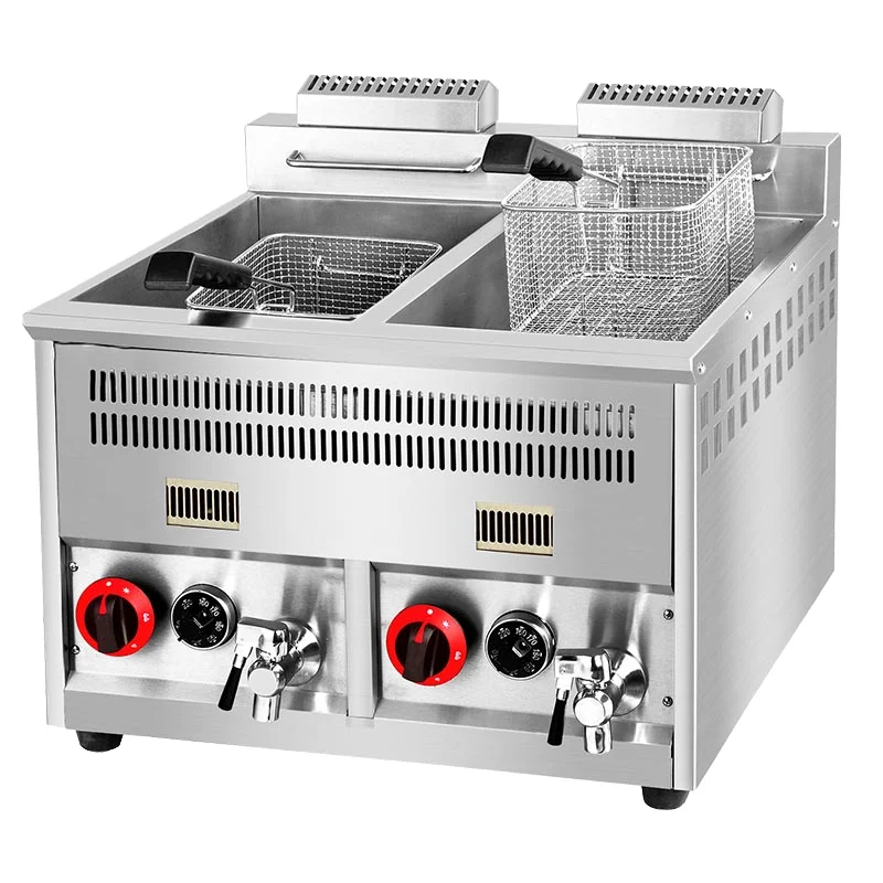 Hot Sale Commercial Gas Stainless Steel Deep Fryer Machine Temperature-Control Double Tanks New Condition for Restaurant Use
Hot Sale Commercial Gas Stainless Steel Deep Fryer Machine Temperature-Control Double Tanks New Condition for Restaurant Use