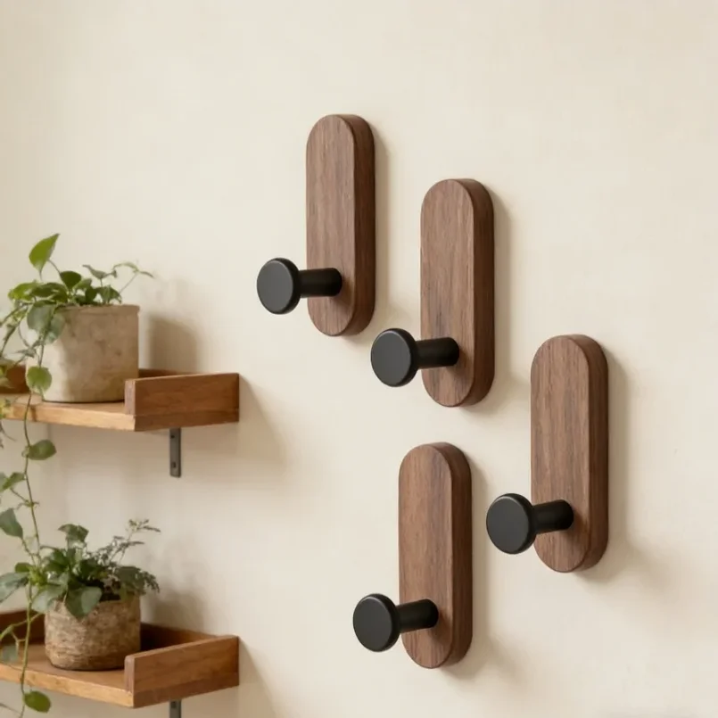 Self Adhesive Mounted Walnut Wood Wall Hooks for Hanging Coat Towel Clothes Blanket Hat Backpack Robe Entryway Key Holder
Self Adhesive Mounted Walnut Wood Wall Hooks for Hanging Coat Towel Clothes Blanket Hat Backpack Robe Entryway Key Holder