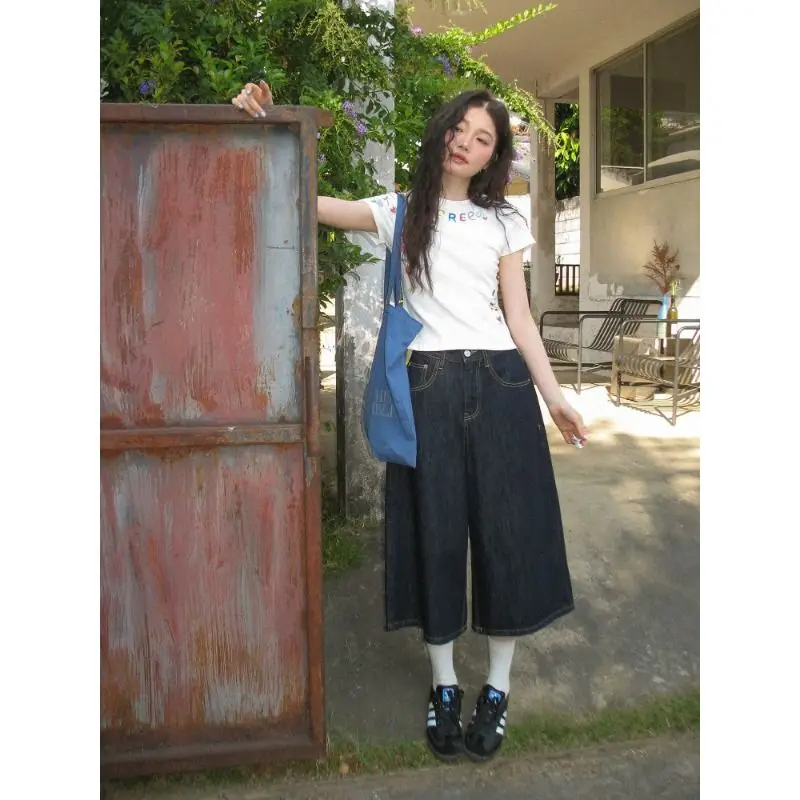 Deep Blue High Waist Loose Wide Leg Jeans Short Pants Seven-Foot Jeans Versatile Comfortable Fit Summer Commute Anti-Wrinkle
Deep Blue High Waist Loose Wide Leg Jeans Short Pants Seven-Foot Jeans Versatile Comfortable Fit Summer Commute Anti-Wrinkle