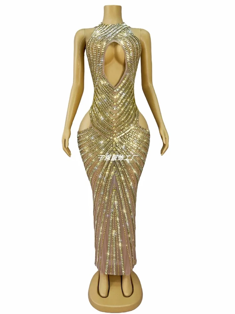 2024 new shiny rhinestone gauze dress sexy cutout dress cocktail party red carpet costume
2024 new shiny rhinestone gauze dress sexy cutout dress cocktail party red carpet costume