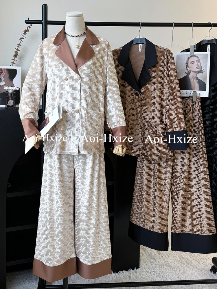 Fashion Gold Diamond Velvet Pajamas Suit Printed Lapel Long Sleeve Sleepwear Pants Set Outer Wear Home Clothes Nightwear Women
Fashion Gold Diamond Velvet Pajamas Suit Printed Lapel Long Sleeve Sleepwear Pants Set Outer Wear Home Clothes Nightwear Women