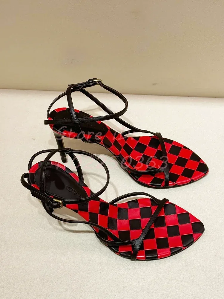 Patchwork Lattice Leather Thin High Sandals Open Toe Back Buckle Ankle Strap Slim Stiletto Pumps 2024 Women Fashion Sexy Shoes
Patchwork Lattice Leather Thin High Sandals Open Toe Back Buckle Ankle Strap Slim Stiletto Pumps 2024 Women Fashion Sexy Shoes