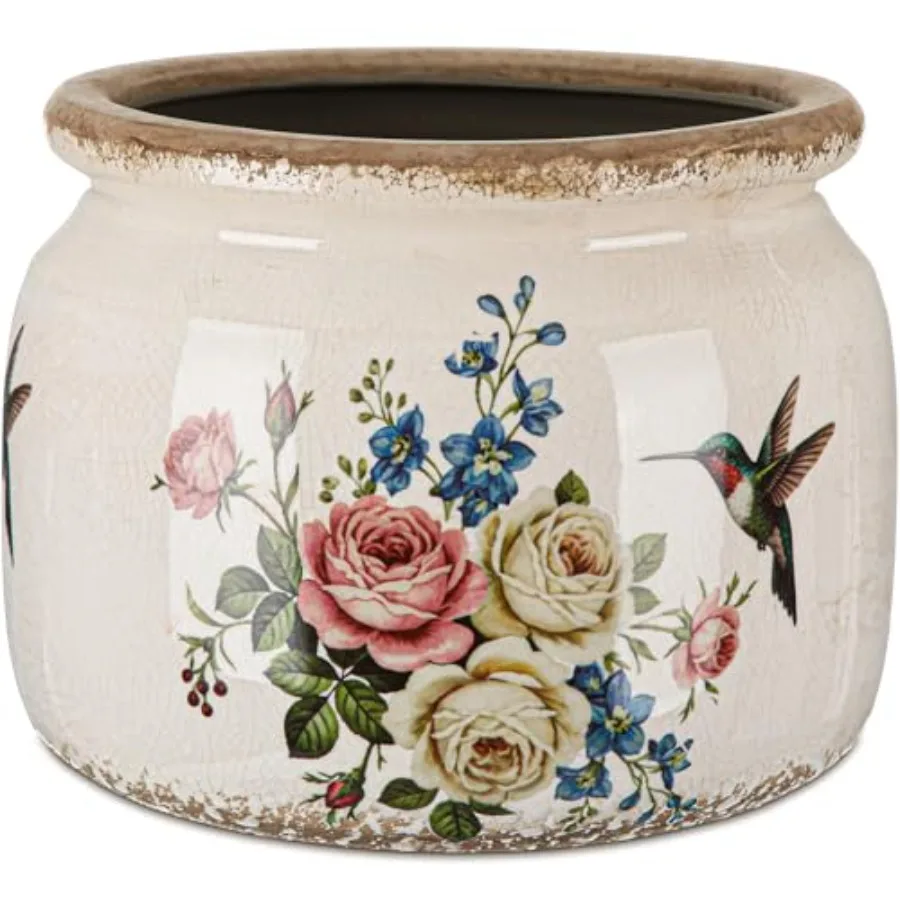 7.7″ Vintage Ceramic Plant Pot with Pattern Cream White Rustic Planter with Ice Crackle Glaze and Drainage Hole for Indoor Outd
7.7″ Vintage Ceramic Plant Pot with Pattern Cream White Rustic Planter with Ice Crackle Glaze and Drainage Hole for Indoor Outd