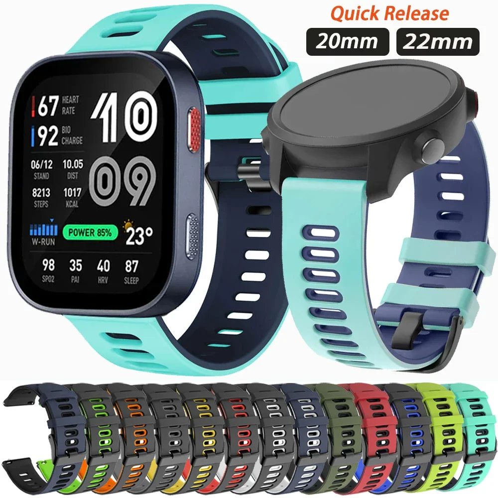 Straps For Amazfit Bip Max bip 6-5-3/u/S/pro Sport 20mm/22mm Bracelet for Amazfit GTS 4 2 Mini/GTR 4/3 Pro/2e Rubber Watch bands
Straps For Amazfit Bip Max bip 6-5-3/u/S/pro Sport 20mm/22mm Bracelet for Amazfit GTS 4 2 Mini/GTR 4/3 Pro/2e Rubber Watch bands