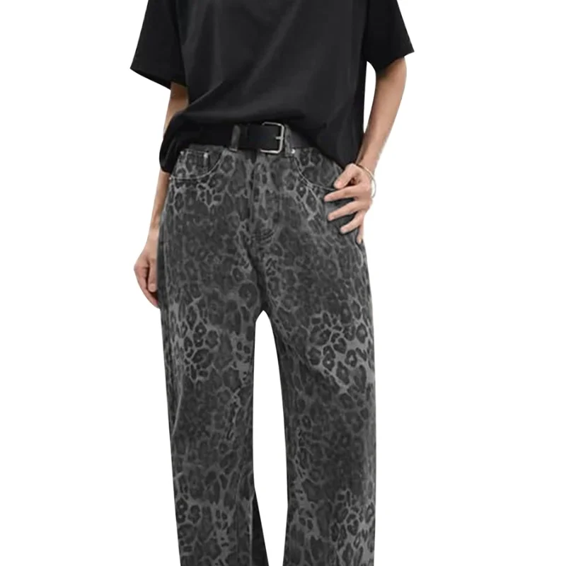 Korean Vintage Leopard Printed Straight Jeans Wide Leg Denim Pants Low Waist High Street Trousers 2025 New Lady Y2k Trousers
Korean Vintage Leopard Printed Straight Jeans Wide Leg Denim Pants Low Waist High Street Trousers 2025 New Lady Y2k Trousers