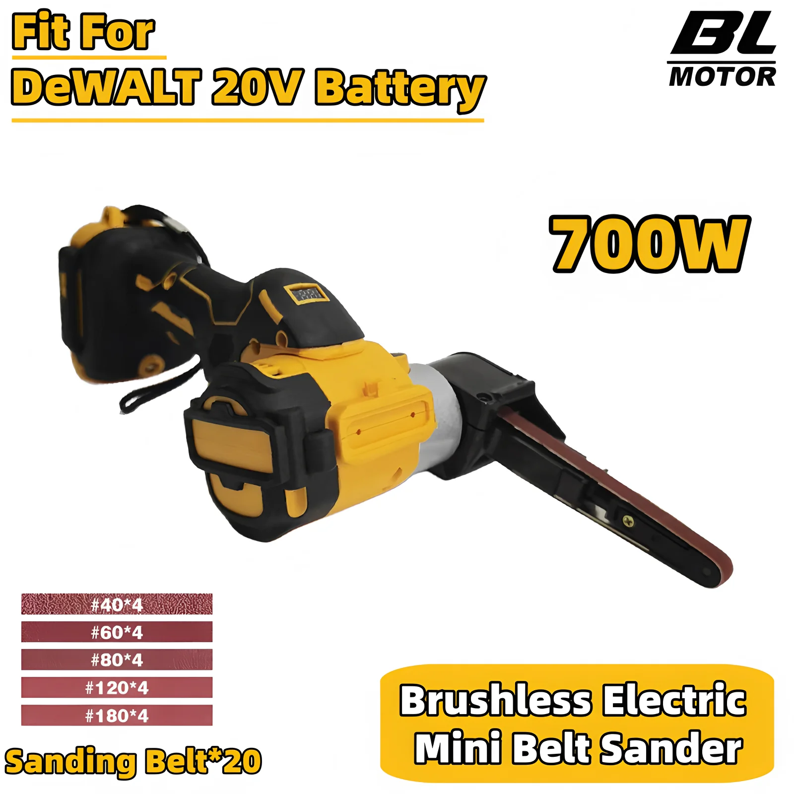 Brushless Electric Mini Belt Sander 700W Angle Grinder Cordless Sander Polisher With 20 Sanding Belts For DeWALT 20V Battery
Brushless Electric Mini Belt Sander 700W Angle Grinder Cordless Sander Polisher With 20 Sanding Belts For DeWALT 20V Battery