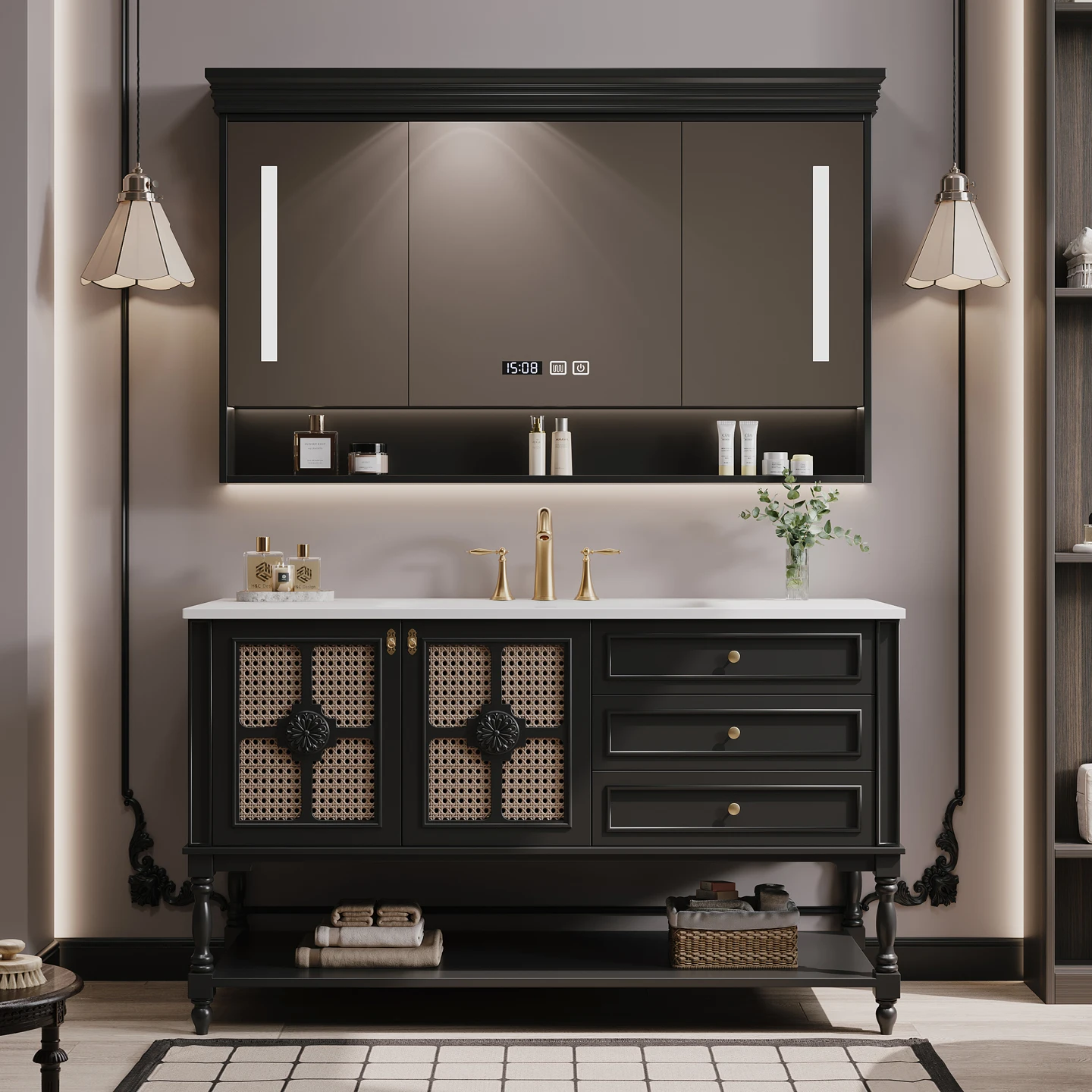 Storage Sink Cupboard Desgin Skincare Luxury Vanity Mirror Bathroom Cabinet Organizer Shelves Modern Archivadores Home Furniture
Storage Sink Cupboard Desgin Skincare Luxury Vanity Mirror Bathroom Cabinet Organizer Shelves Modern Archivadores Home Furniture