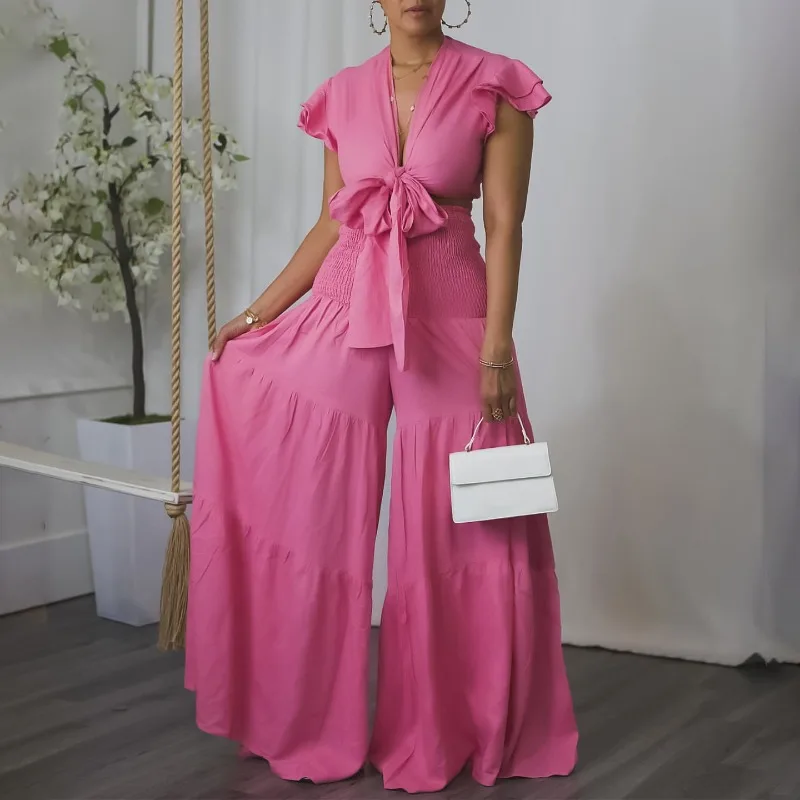 Women's Casual Short Sleeve Crop Top & Wide Leg Pants Set Female Clothes Summer Daily New Fashion Women Elegant Trousers Outfits
Women's Casual Short Sleeve Crop Top & Wide Leg Pants Set Female Clothes Summer Daily New Fashion Women Elegant Trousers Outfits