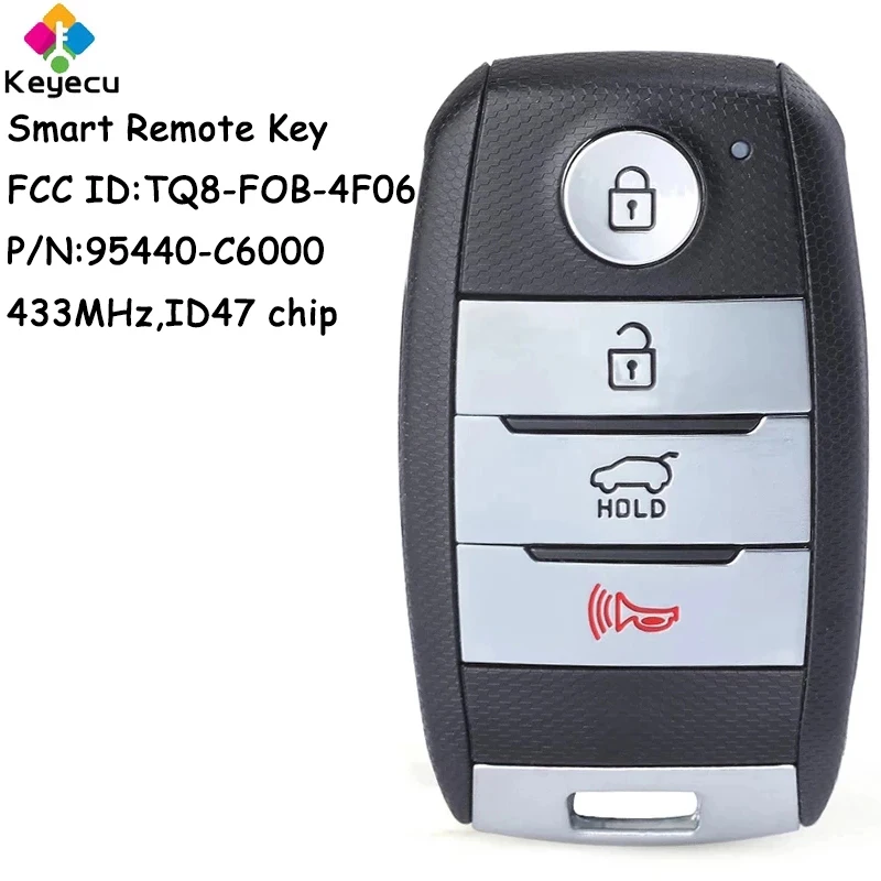 KEYECU Smart Remote Control Car Key With 4 Buttons 433MHz ID47 Chip for Kia Sorento 2015-2018 Fob TQ8-FOB-4F06 , 95440-C6000
KEYECU Smart Remote Control Car Key With 4 Buttons 433MHz ID47 Chip for Kia Sorento 2015-2018 Fob TQ8-FOB-4F06 , 95440-C6000