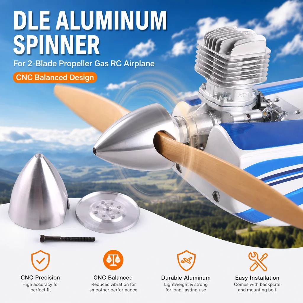 DLE Aluminum Spinner for 2-Blade Propeller Gas RC Airplane with CNC Balanced Design
DLE Aluminum Spinner for 2-Blade Propeller Gas RC Airplane with CNC Balanced Design