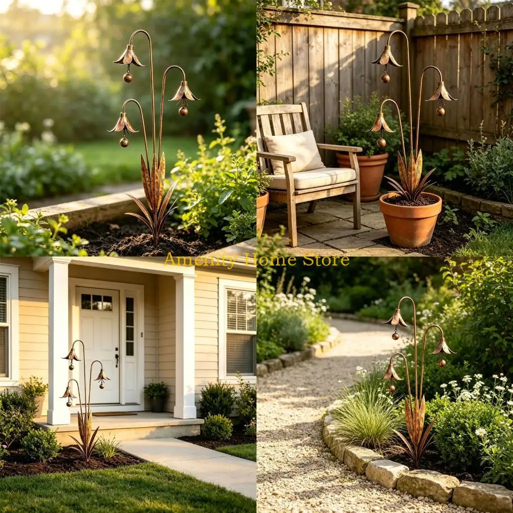 F26C Handmade Metal Garden Art With 3 blossomy Arrangements And Antique Bronze Coating Great For Landscape Display
F26C Handmade Metal Garden Art With 3 blossomy Arrangements And Antique Bronze Coating Great For Landscape Display