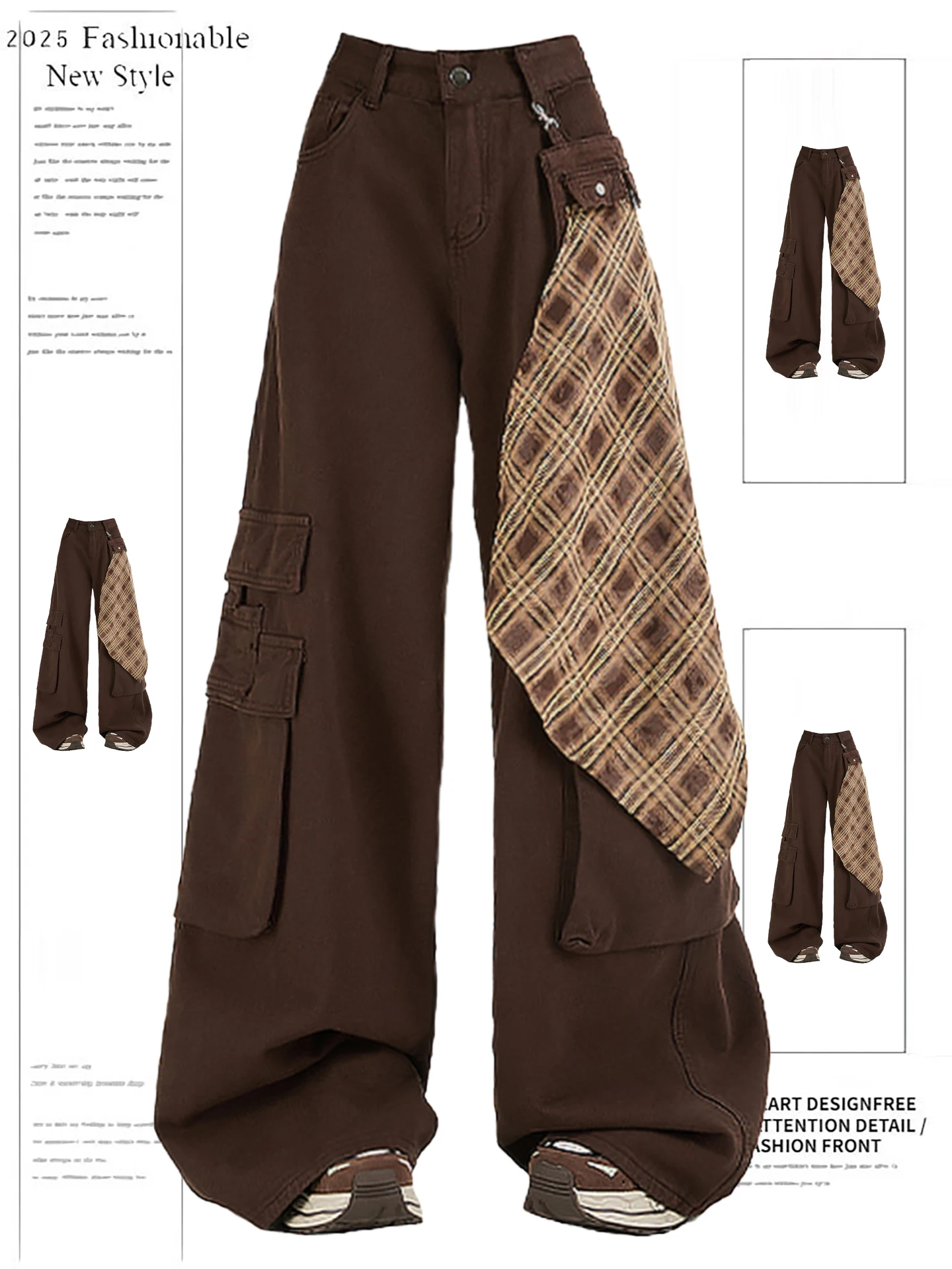 Loose Wide Leg Denim Pants Women's Sle Autumn New Design Sensation Coffee Color Workwear Trousers High Waist Button Closure
Loose Wide Leg Denim Pants Women's Sle Autumn New Design Sensation Coffee Color Workwear Trousers High Waist Button Closure