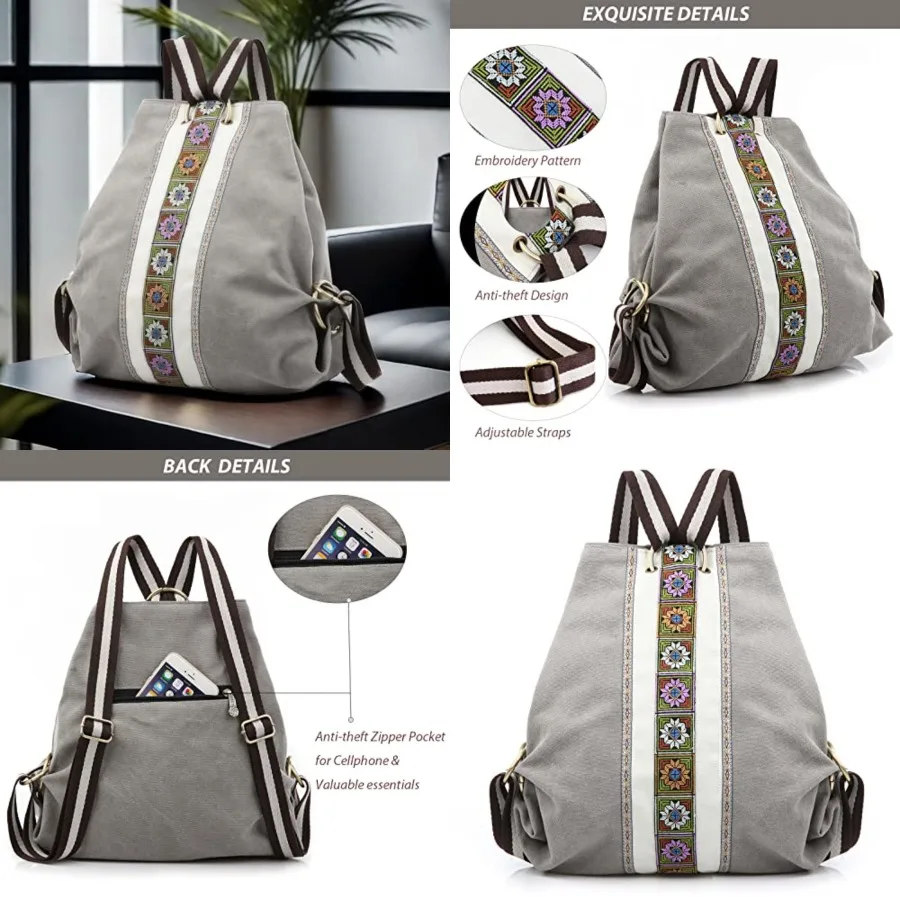Women Canvas Backpack Daypack Casual Shoulder Bag, Vintage Heavy-duty Anti-theft Travel Backpack
Women Canvas Backpack Daypack Casual Shoulder Bag, Vintage Heavy-duty Anti-theft Travel Backpack