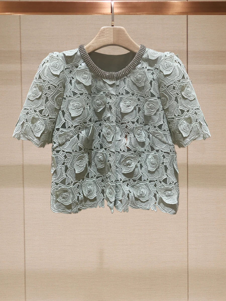 Лето 2023, новый круглый топ с тяжелой вышивкой Ne ort Sve, ажурный топ для женщин Ele Lady Sle Commute Faion
Лето 2023, новый круглый топ с тяжелой вышивкой Ne ort Sve, ажурный топ для женщин Ele Lady Sle Commute Faion