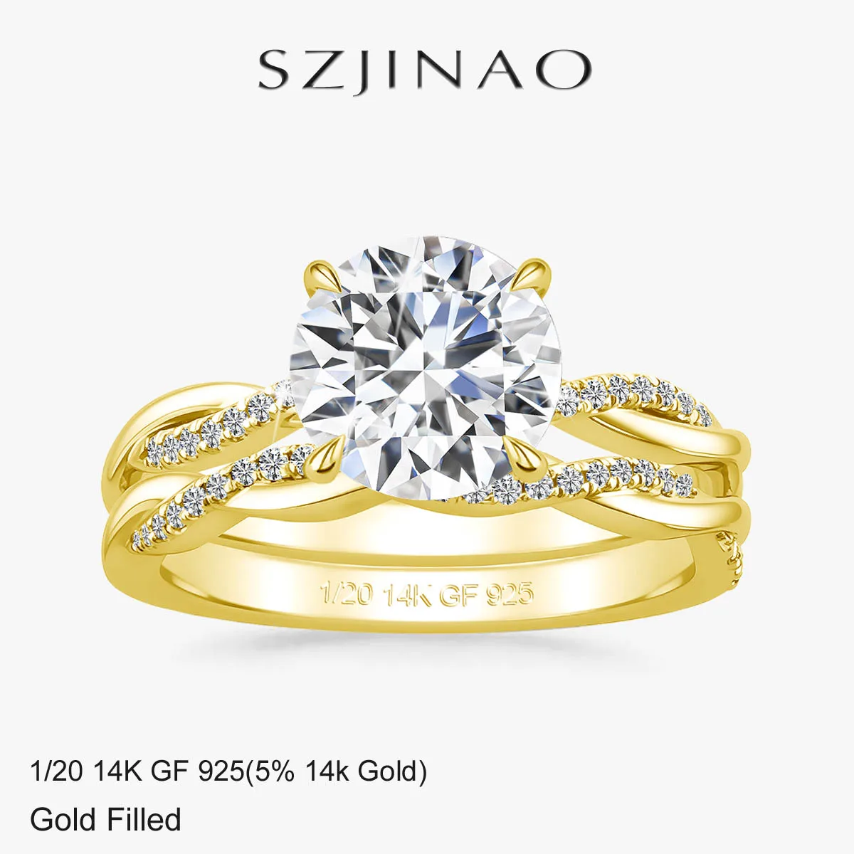 2Pcs Moissanite Ring Set Solid 14K Gold Filled Stackable Rings 4 Prong Design Wedding Promise Gifts for Women Engagement Jewelry
2Pcs Moissanite Ring Set Solid 14K Gold Filled Stackable Rings 4 Prong Design Wedding Promise Gifts for Women Engagement Jewelry
