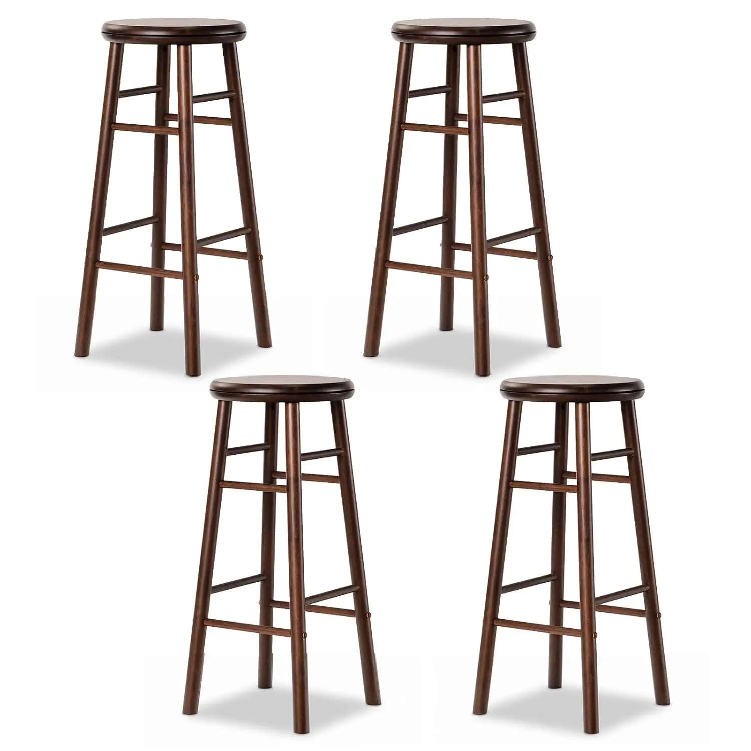 29in Backless Swivel Bar Stools Set 4, Wooden Counter Stool With Footrest 330Lbs For Kitchen Pub Dining, Walnut, Customized
29in Backless Swivel Bar Stools Set 4, Wooden Counter Stool With Footrest 330Lbs For Kitchen Pub Dining, Walnut, Customized