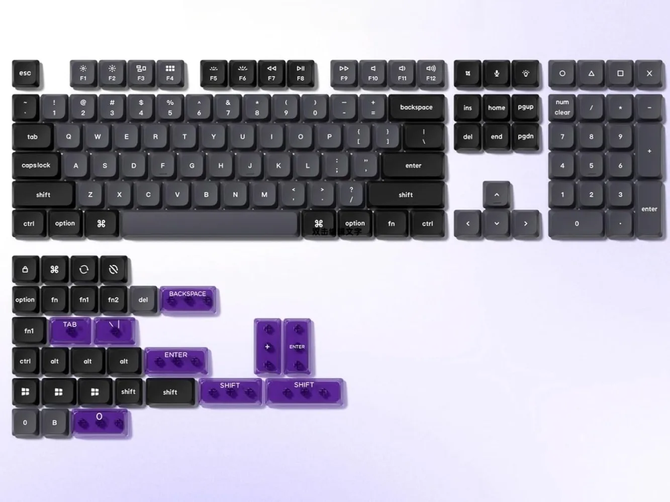 Low Profile keycaps Set Double Shot PBT keycaps 60 75 100 Percent Grey/Black/Purple Custom Keyboard Key caps for Most MX Switche
Low Profile keycaps Set Double Shot PBT keycaps 60 75 100 Percent Grey/Black/Purple Custom Keyboard Key caps for Most MX Switche