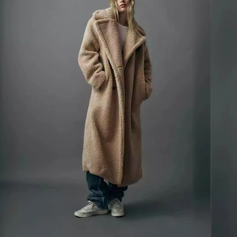 New Quality Casual Fleece Lapel Coat with Double Row Button Decoration Loose Over The Knee Jacket Versatile
New Quality Casual Fleece Lapel Coat with Double Row Button Decoration Loose Over The Knee Jacket Versatile
