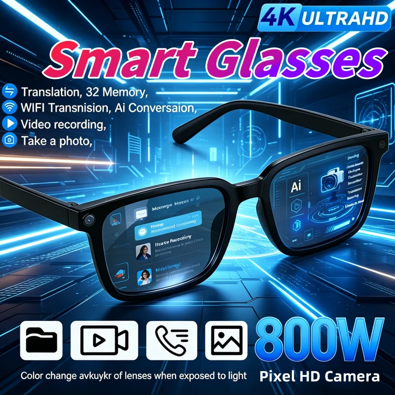 4K HD AI Smart Glasses AI Translation 8MP HD Camera Shooting Image Conversation Recording Listening To Music Smart Glasses New
4K HD AI Smart Glasses AI Translation 8MP HD Camera Shooting Image Conversation Recording Listening To Music Smart Glasses New