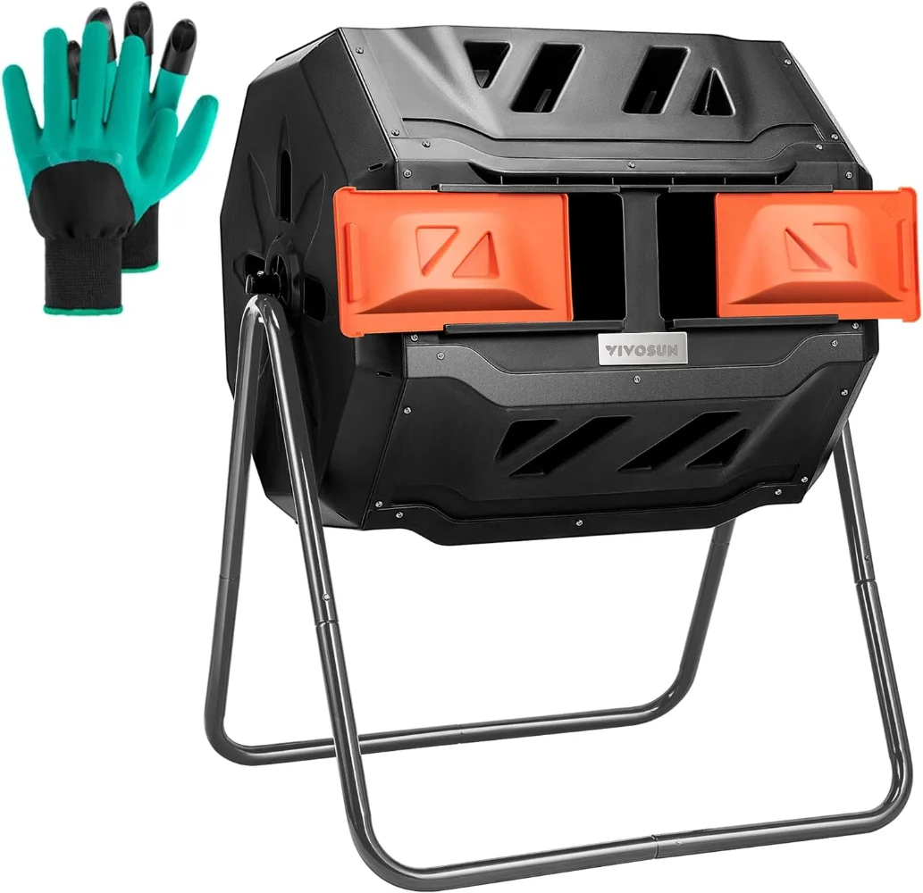 Outdoor Tumbling Composter Dual Rotating Batch Compost Bin, 43 Gallon Orange Door
Outdoor Tumbling Composter Dual Rotating Batch Compost Bin, 43 Gallon Orange Door