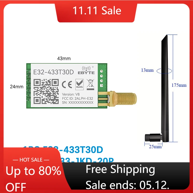 Модуль LoRa 433 МГц, приемник-передатчик, 8000 м CDSENET E32-433T30D-V8 UART, беспроводной радиочастотный приемопередатчик дальнего действия, 433 МГц, 1 Вт
Модуль LoRa 433 МГц, приемник-передатчик, 8000 м CDSENET E32-433T30D-V8 UART, беспроводной радиочастотный приемопередатчик дальнего действия, 433 МГц, 1 Вт