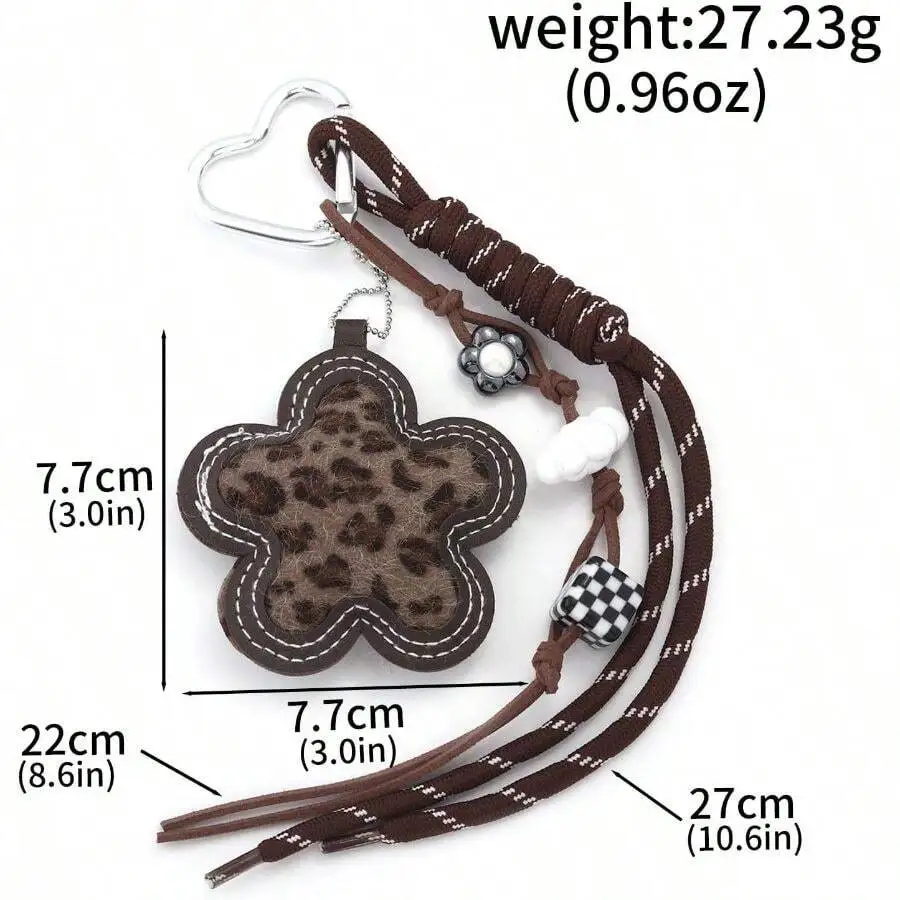 Leopard Print Flower Shape Bag Charm With Braided Rope Keychain For Handbags
Leopard Print Flower Shape Bag Charm With Braided Rope Keychain For Handbags