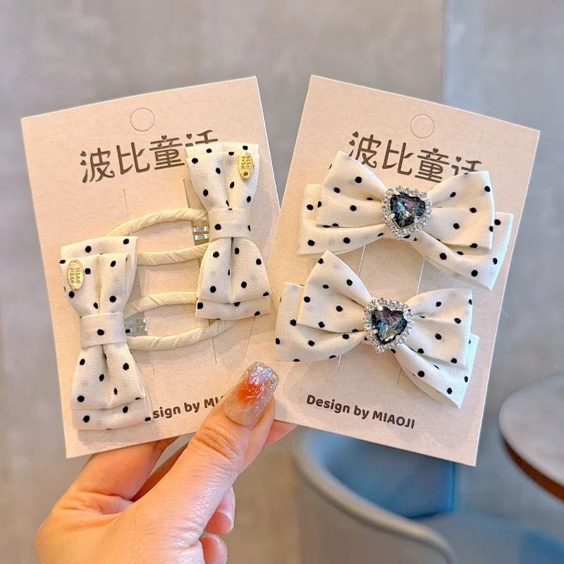 French Polka Dot Rhinestone Bow Hair Clips for Girls Baby Hair Elastic Ponytail Holder Set Hair Ribbon
French Polka Dot Rhinestone Bow Hair Clips for Girls Baby Hair Elastic Ponytail Holder Set Hair Ribbon