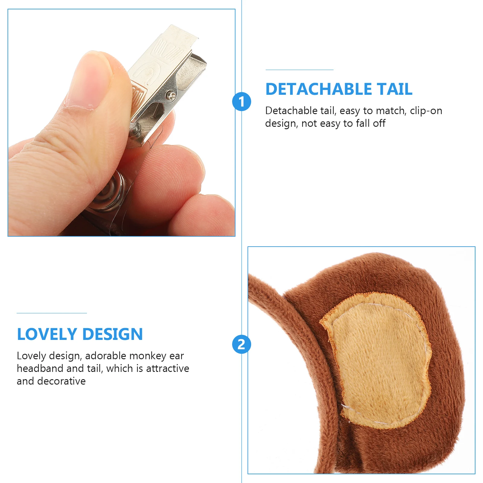 1Set Monkey Ear Headband and Tail Prop Kid Cosplay Animal Costume Party Dress Up Hairband Accessory Monkey Costume for Kids
1Set Monkey Ear Headband and Tail Prop Kid Cosplay Animal Costume Party Dress Up Hairband Accessory Monkey Costume for Kids