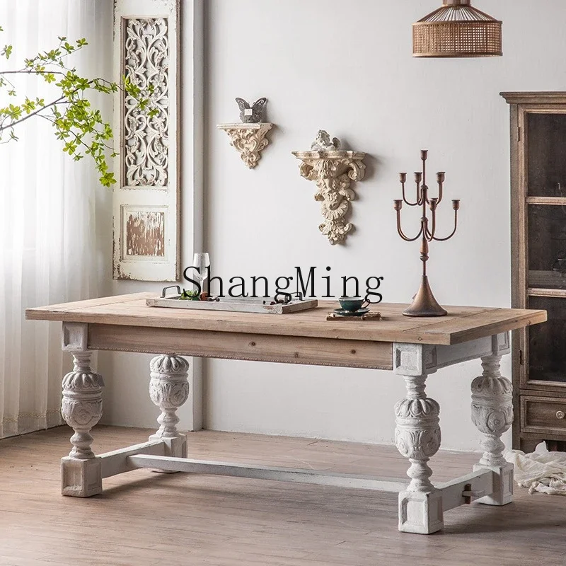 SM retro rectangular dining table living room large tea table solid wood worktable homestay office tea table
SM retro rectangular dining table living room large tea table solid wood worktable homestay office tea table