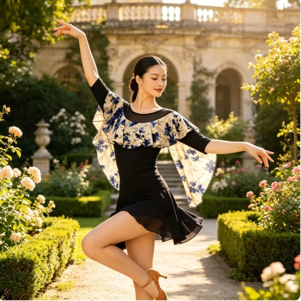 Fashion Mesh Printed Dance Suit for Women, Crew Neck Mid Sleeve Yellow Outfit for Latin,Ballroom,Square Dance & Competition
Fashion Mesh Printed Dance Suit for Women, Crew Neck Mid Sleeve Yellow Outfit for Latin,Ballroom,Square Dance & Competition