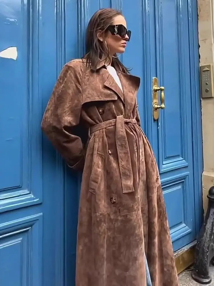 Swinging Rumba Vintage Double-Row Button Suede Windbreaker Ele Outerwear Coat Long Sve Ladies' Premium Quali Jaet
Swinging Rumba Vintage Double-Row Button Suede Windbreaker Ele Outerwear Coat Long Sve Ladies' Premium Quali Jaet