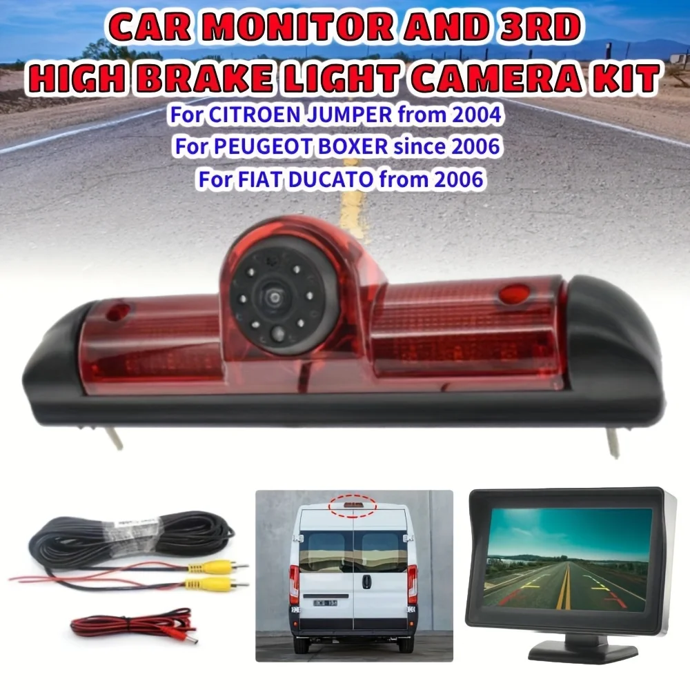 3rd High Brake Light Parking Reverse Camera 4.3inch Monitor Kit for CITROEN JUMPER/PEUGEOT BOXER/FIAT DUCATO (2004-2006+ Models)
3rd High Brake Light Parking Reverse Camera 4.3inch Monitor Kit for CITROEN JUMPER/PEUGEOT BOXER/FIAT DUCATO (2004-2006+ Models)