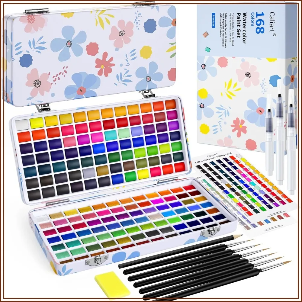 168 Colors Watercolor Paint Set, Portable Kit with Brushes, Art Supplies for Adults & Beginners, Gift Idea
168 Colors Watercolor Paint Set, Portable Kit with Brushes, Art Supplies for Adults & Beginners, Gift Idea