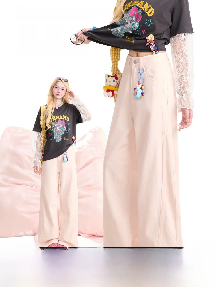 Pink Denim Wide Leg Casual Pants Women's Straight Cut Drapey Versatile Neresum American Trendy Brand Cotton 100% Washed
Pink Denim Wide Leg Casual Pants Women's Straight Cut Drapey Versatile Neresum American Trendy Brand Cotton 100% Washed