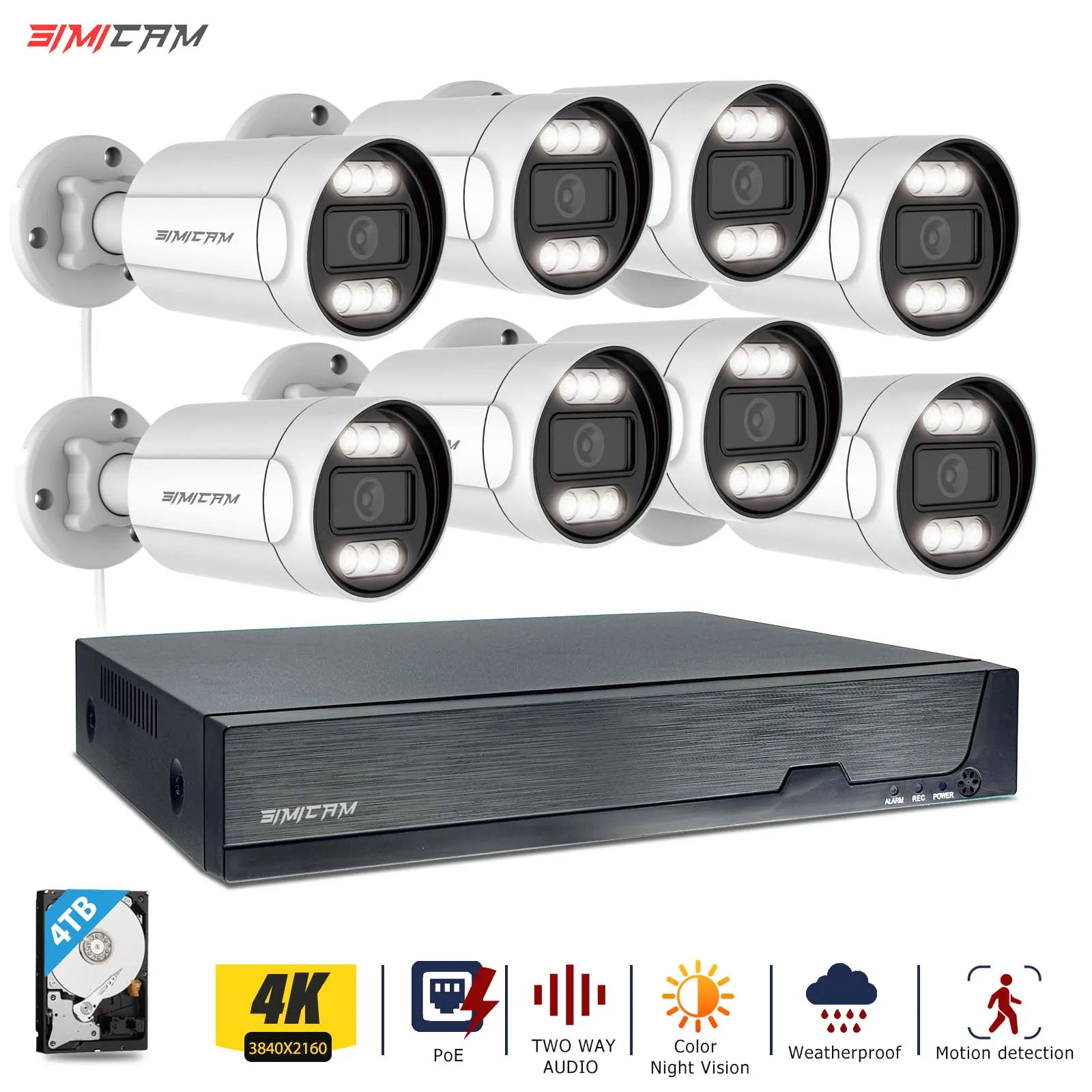 4K 8CH IP PoE Security Camera System Wired Outdoor Indoor Surveillance with Color Night Vision 2-Way Audio 4/6/8pcs CCTV Cameras
4K 8CH IP PoE Security Camera System Wired Outdoor Indoor Surveillance with Color Night Vision 2-Way Audio 4/6/8pcs CCTV Cameras