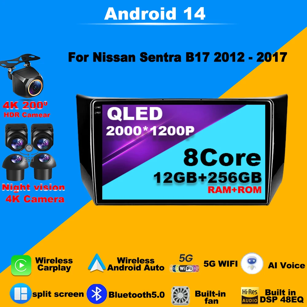 Android 14 Car Radio for NISSAN SYLPHY Sentra 2012 -2017 Multimedia Stereo Android Auto Apple Carplay Navigation WIFI GPS DSP BT
Android 14 Car Radio for NISSAN SYLPHY Sentra 2012 -2017 Multimedia Stereo Android Auto Apple Carplay Navigation WIFI GPS DSP BT