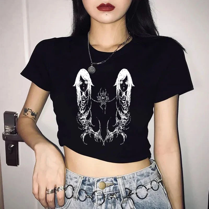 American Vintage Casual Short Sleeve T-Shirt Gothic Harajuku Aesthetic Women Baby Tee 2000s Streetwear Y2K Fashion Punk Crop Top
American Vintage Casual Short Sleeve T-Shirt Gothic Harajuku Aesthetic Women Baby Tee 2000s Streetwear Y2K Fashion Punk Crop Top